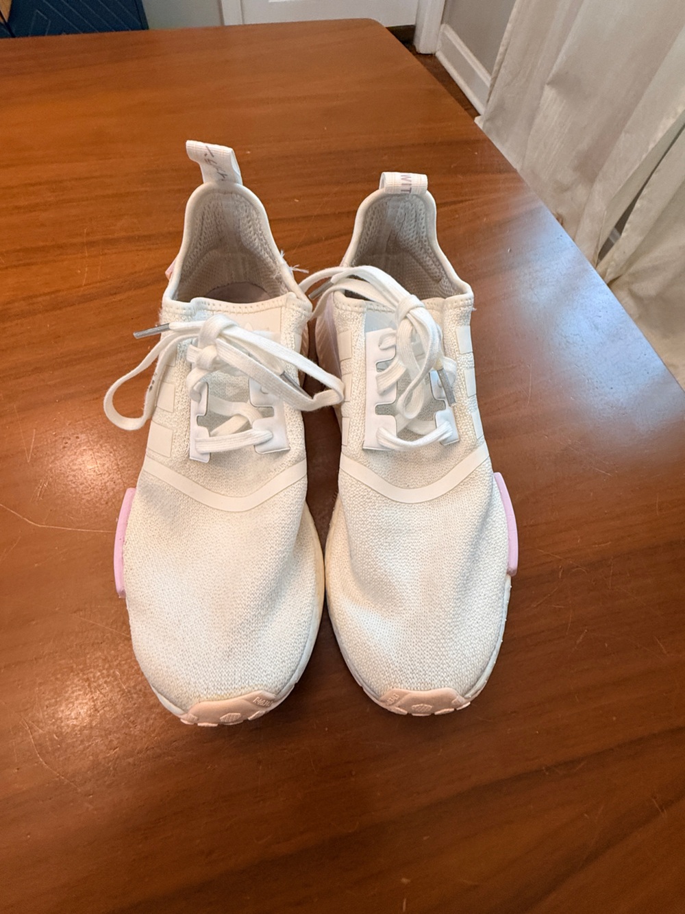 Adidas Cream Sneakers with Pink Insole Accents